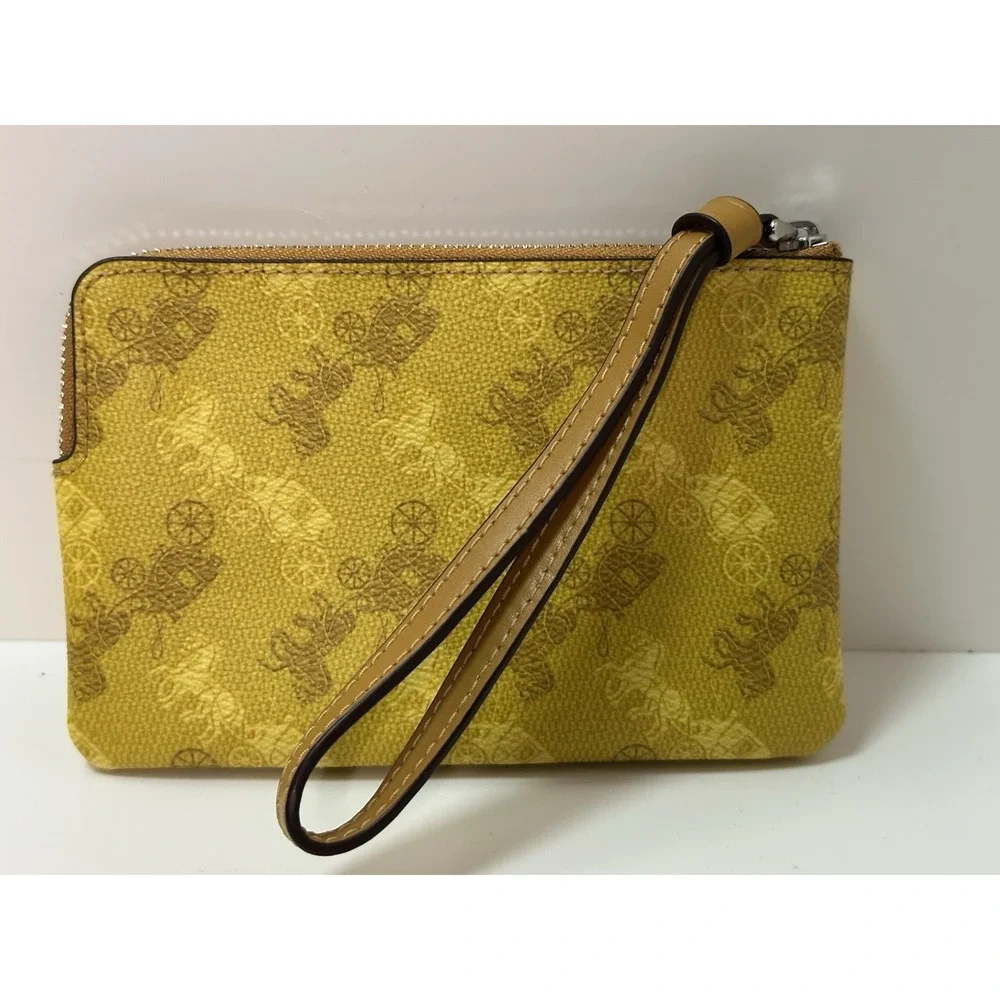 Coach, Women's Wristlet/Wallet, Yellow W/Coach‎ Logo Pattern - Picture 2 of 5